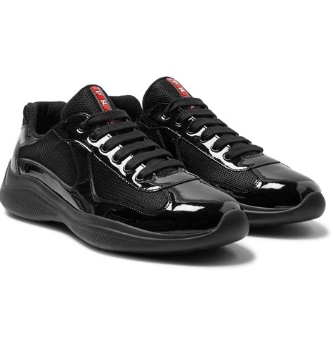 prada black leather sneakers|black chunky prada shoes.